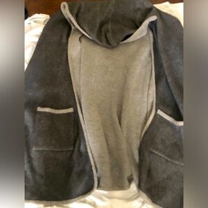 Light gray, dark gray poncho, good material